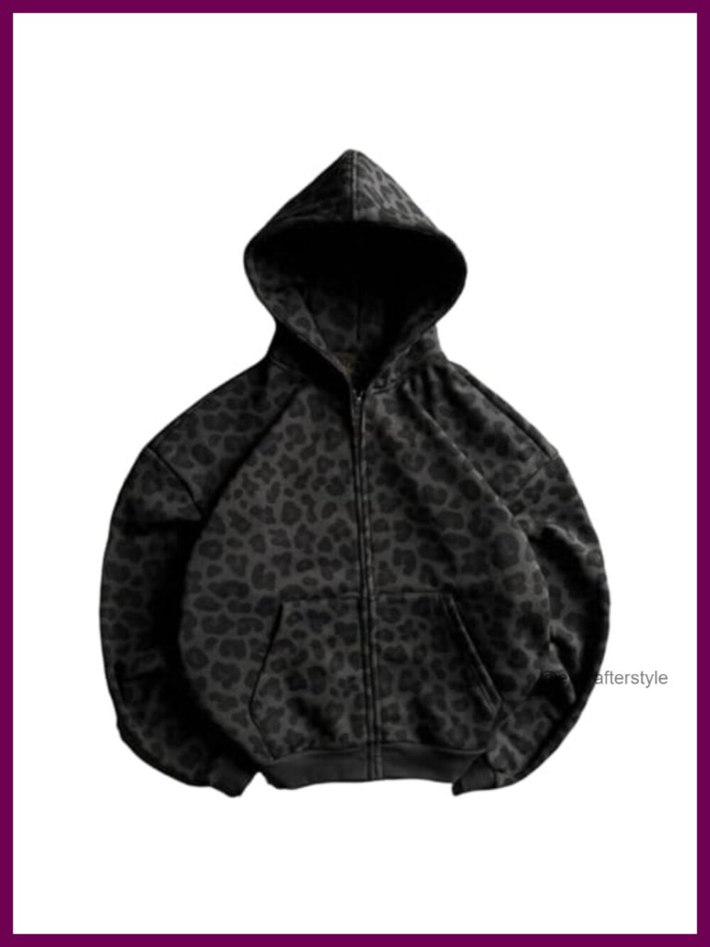 Y2k Grunge Leopard Zip Up Hoodie Oversized Streetwear Emo Goth 2000s Graphic